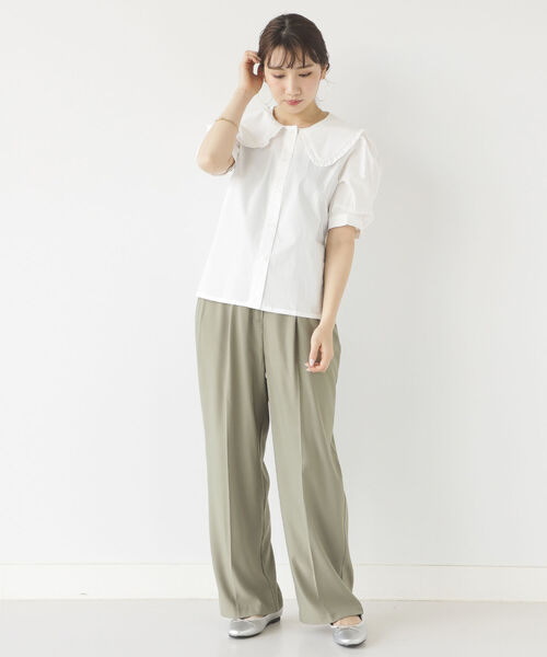BeAMS DOT（ビームスドット）の「【WEB限定】BeAMS DOT / ビッグフリル襟 半袖ブラウス（シャツ/ブラウス・レディース・ブラック/ホワイト・FREE）」の8枚目の写真