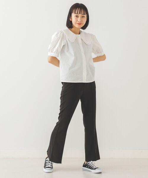 BeAMS DOT（ビームスドット）の「【WEB限定】BeAMS DOT / ビッグフリル襟 半袖ブラウス（シャツ/ブラウス・レディース・ブラック/ホワイト・FREE）」の9枚目の写真