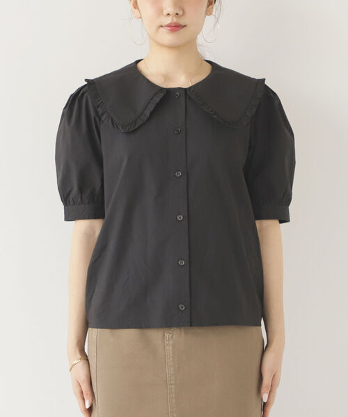 BeAMS DOT（ビームスドット）の「【WEB限定】BeAMS DOT / ビッグフリル襟 半袖ブラウス（シャツ/ブラウス・レディース・ブラック/ホワイト・FREE）」の10枚目の写真