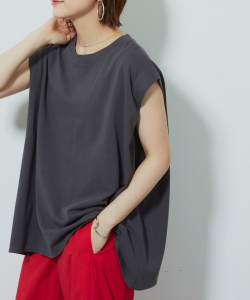 Auntie Rosa Holiday（アンティローザホリデー）の「ショルダータックノースリーブTシャツ（Tシャツ/カットソー・レディース・ブルー/ブラック/ライトグリーン/ナチュラル/モカ/ホワイト・FREE）」の2枚目の写真