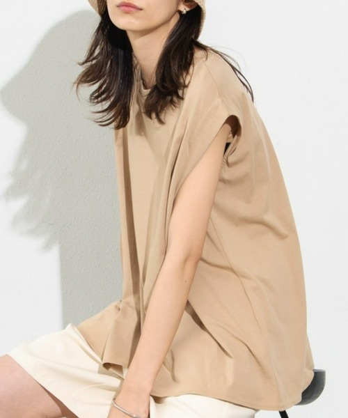 Auntie Rosa Holiday（アンティローザホリデー）の「ショルダータックノースリーブTシャツ（Tシャツ/カットソー・レディース・ブルー/ブラック/ライトグリーン/ナチュラル/モカ/ホワイト・FREE）」の3枚目の写真