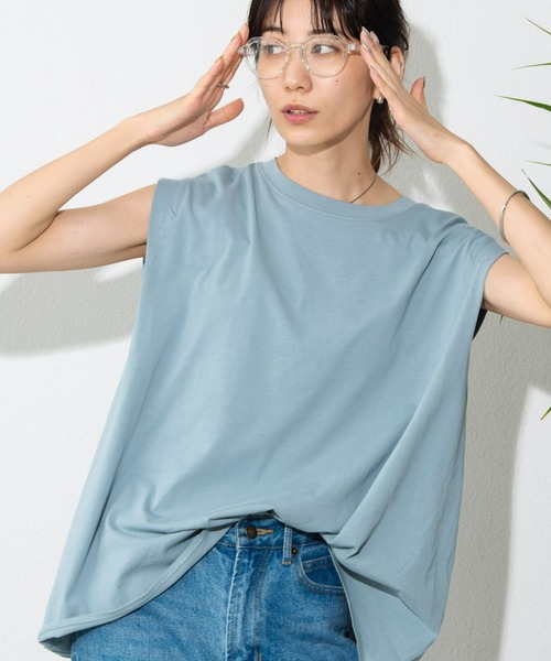 Auntie Rosa Holiday（アンティローザホリデー）の「ショルダータックノースリーブTシャツ（Tシャツ/カットソー・レディース・ブルー/ブラック/ライトグリーン/ナチュラル/モカ/ホワイト・FREE）」の15枚目の写真