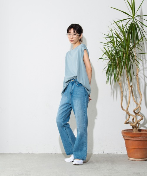 Auntie Rosa Holiday（アンティローザホリデー）の「ショルダータックノースリーブTシャツ（Tシャツ/カットソー・レディース・ブルー/ブラック/ライトグリーン/ナチュラル/モカ/ホワイト・FREE）」の11枚目の写真