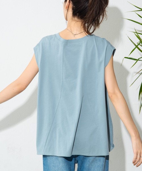 Auntie Rosa Holiday（アンティローザホリデー）の「ショルダータックノースリーブTシャツ（Tシャツ/カットソー・レディース・ブルー/ブラック/ライトグリーン/ナチュラル/モカ/ホワイト・FREE）」の14枚目の写真