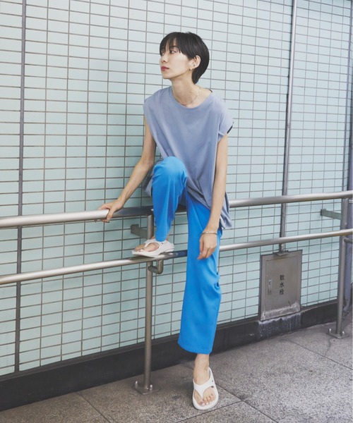 Auntie Rosa Holiday（アンティローザホリデー）の「ショルダータックノースリーブTシャツ（Tシャツ/カットソー・レディース・ブルー/ブラック/ライトグリーン/ナチュラル/モカ/ホワイト・FREE）」の19枚目の写真