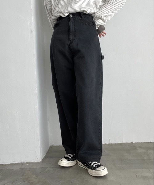 flaner(フラネ)の「ペインターデニムパンツ【ユニセックス】(デニムパンツ・レディース・ブラック/オフホワイト/カーキ・SMALL/MEDIUM/LARGE/X-LARGE)」の2枚目の写真