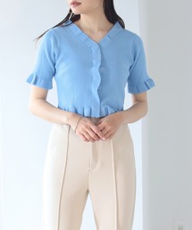 BeAMS DOT | 【WEB限定】BeAMS DOT / Vリブニット フリルカーディガン(カーディガン/ボレロ)