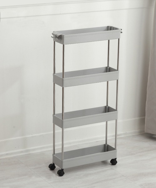 aimoha（アイモハ）の「可動式4段収納ラックカート（収納グッズ・メンズ・ベージュ/ホワイト/ピンク/グレー・4）」の2枚目の写真