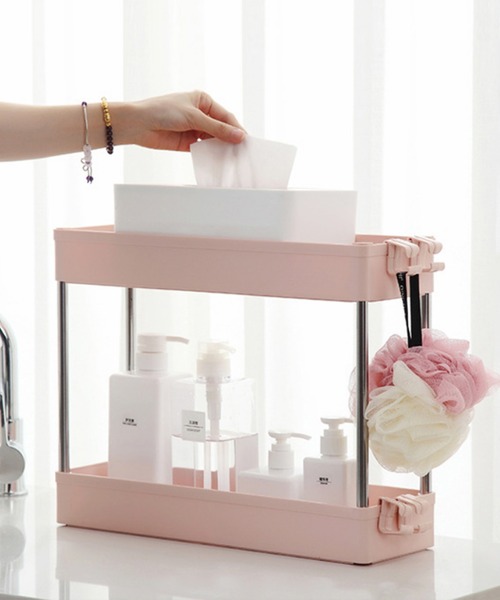 aimoha（アイモハ）の「可動式4段収納ラックカート（収納グッズ・メンズ・ベージュ/ホワイト/ピンク/グレー・4）」の5枚目の写真