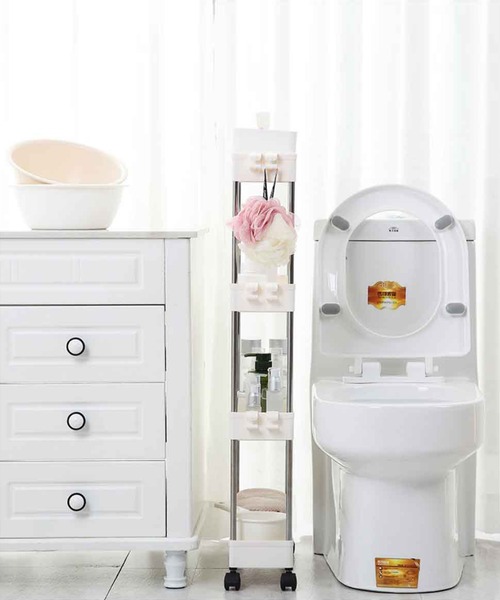 aimoha（アイモハ）の「可動式4段収納ラックカート（収納グッズ・メンズ・ベージュ/ホワイト/ピンク/グレー・4）」の6枚目の写真