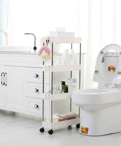 aimoha（アイモハ）の「可動式4段収納ラックカート（収納グッズ・メンズ・ベージュ/ホワイト/ピンク/グレー・4）」の8枚目の写真