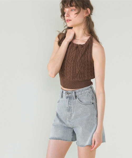 SEA DRESS(シードレス)の「ハイウエストデニムショートパンツ(デニムパンツ・レディース・ライトブルー/ホワイト・L/S/M)」の11枚目の写真