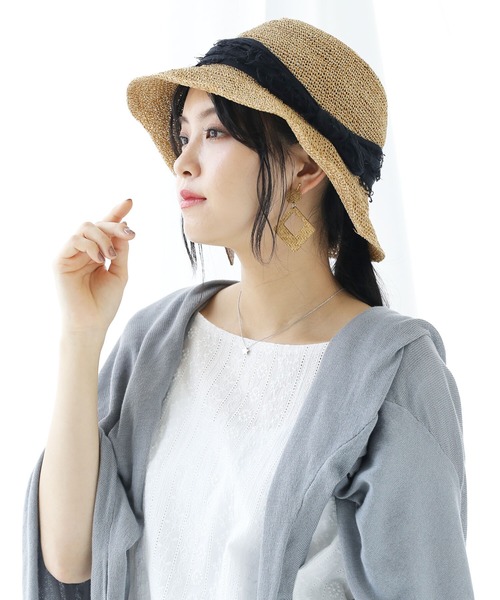 osharewalker（オシャレウォーカー）の「『ワイヤー入り配色リボンハット』（ハット・レディース・ミント/ブラック・FREE）」の8枚目の写真