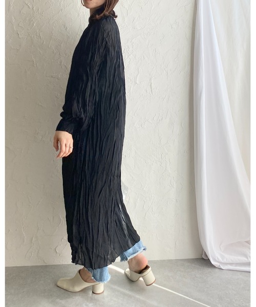 She's Closet（シーズクローゼット）の「ワッシャープリーツ長袖ロングワンピース（ワンピース・レディース・ブラック/パープル/オレンジ/モカ/オートミール・FREE）」の16枚目の写真