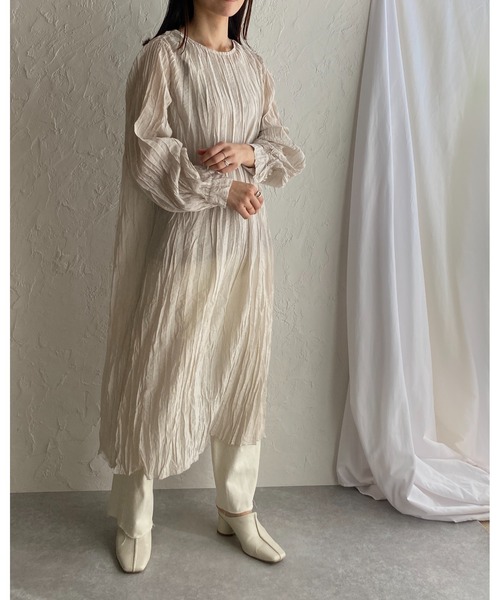 She's Closet（シーズクローゼット）の「ワッシャープリーツ長袖ロングワンピース（ワンピース・レディース・ブラック/パープル/オレンジ/モカ/オートミール・FREE）」の21枚目の写真