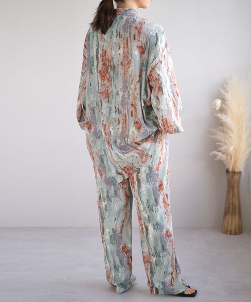 ＡＮＤＪ（アンドジェイ）の「ジョーゼットペイント柄バンドカラーシャツ（シャツ/ブラウス・レディース・ブルー/グリーン/ベージュ・M）」の18枚目の写真