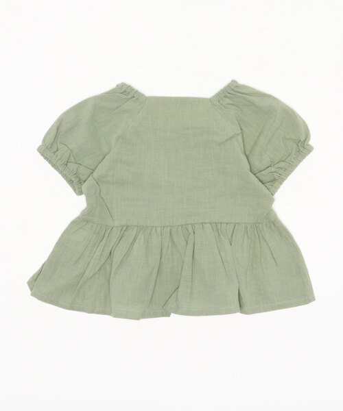 b・ROOM（ビールーム）の「【プチプラ】ペプラム半袖ブラウス（シャツ/ブラウス・キッズ・オフホワイト/ベージュ/ライトカーキ・140cm/110cm/100cm/130cm/120cm）」の4枚目の写真