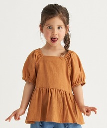 【プチプラ】ペプラム半袖ブラウス