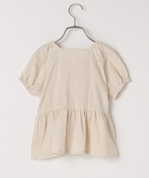 b・ROOM（ビールーム）の「【プチプラ】ペプラム半袖ブラウス（シャツ/ブラウス・キッズ・オフホワイト/ベージュ/ライトカーキ・140cm/110cm/100cm/130cm/120cm）」の6枚目の写真
