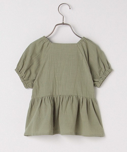 b・ROOM（ビールーム）の「【プチプラ】ペプラム半袖ブラウス（シャツ/ブラウス・キッズ・オフホワイト/ベージュ/ライトカーキ・140cm/110cm/100cm/130cm/120cm）」の7枚目の写真