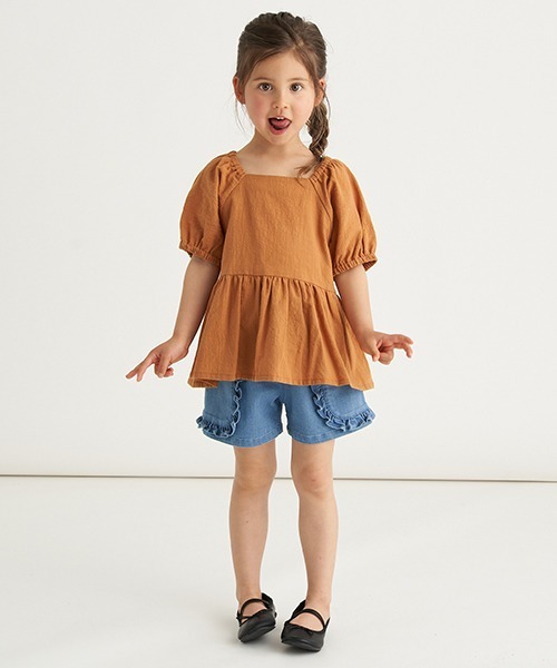 b・ROOM（ビールーム）の「【プチプラ】ペプラム半袖ブラウス（シャツ/ブラウス・キッズ・オフホワイト/ベージュ/ライトカーキ・140cm/110cm/100cm/130cm/120cm）」の17枚目の写真