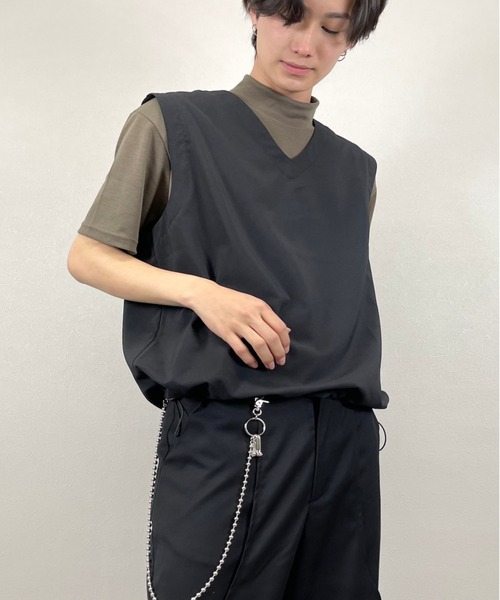 Chikashitsu +（チカシツプラス）の「【Chikashitsu +チカシツプラス】string vest/ストリング ベスト デザイン ベスト（ベスト・メンズ・ホワイト/ブラック/ベージュ/グレー・ONE SIZE）」の3枚目の写真