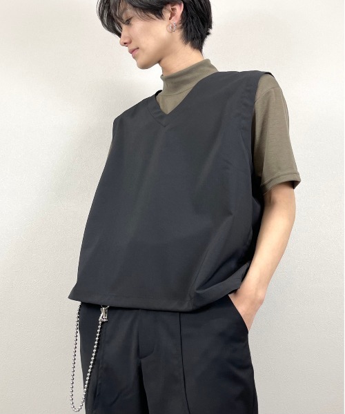 Chikashitsu +（チカシツプラス）の「【Chikashitsu +チカシツプラス】string vest/ストリング ベスト デザイン ベスト（ベスト・メンズ・ホワイト/ブラック/ベージュ/グレー・ONE SIZE）」の20枚目の写真