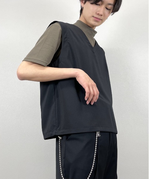 Chikashitsu +（チカシツプラス）の「【Chikashitsu +チカシツプラス】string vest/ストリング ベスト デザイン ベスト（ベスト・メンズ・ホワイト/ブラック/ベージュ/グレー・ONE SIZE）」の21枚目の写真