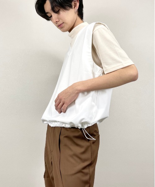 Chikashitsu +（チカシツプラス）の「【Chikashitsu +チカシツプラス】string vest/ストリング ベスト デザイン ベスト（ベスト・メンズ・ホワイト/ブラック/ベージュ/グレー・ONE SIZE）」の11枚目の写真