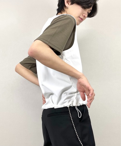 Chikashitsu +（チカシツプラス）の「【Chikashitsu +チカシツプラス】string vest/ストリング ベスト デザイン ベスト（ベスト・メンズ・ホワイト/ブラック/ベージュ/グレー・ONE SIZE）」の8枚目の写真