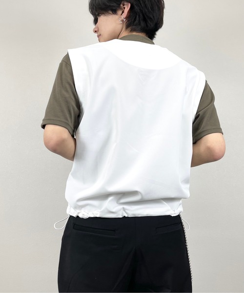Chikashitsu +（チカシツプラス）の「【Chikashitsu +チカシツプラス】string vest/ストリング ベスト デザイン ベスト（ベスト・メンズ・ホワイト/ブラック/ベージュ/グレー・ONE SIZE）」の9枚目の写真