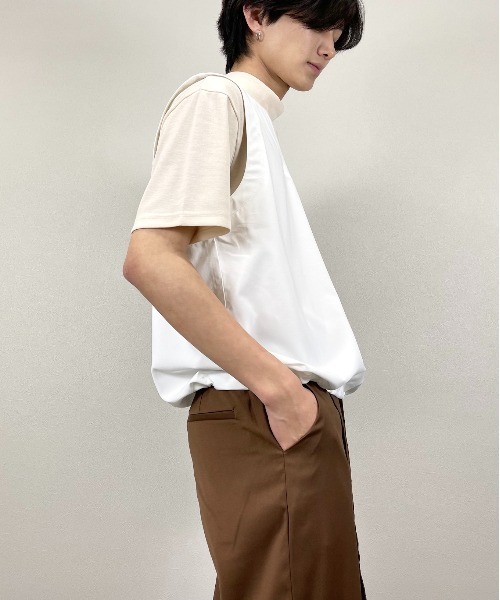 Chikashitsu +（チカシツプラス）の「【Chikashitsu +チカシツプラス】string vest/ストリング ベスト デザイン ベスト（ベスト・メンズ・ホワイト/ブラック/ベージュ/グレー・ONE SIZE）」の12枚目の写真