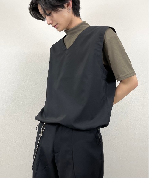 Chikashitsu +（チカシツプラス）の「【Chikashitsu +チカシツプラス】string vest/ストリング ベスト デザイン ベスト（ベスト・メンズ・ホワイト/ブラック/ベージュ/グレー・ONE SIZE）」の17枚目の写真