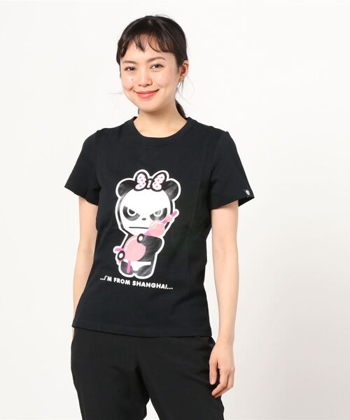 tシャツ HIPANDA ハイパンダ レディース オリエンタルパールタワー・プリント 半袖Tシャツ レディース HIPANDA ハイパンダ レディース オリエンタルパールタワー