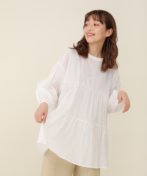 sakishimatokyo（サキシマトーキョー）の「【ZOZO限定】サキシマamp「ワッシャーティアードボリューム袖チュニック/シアーブラウス」（チュニック・レディース・グレー/アイボリー/ホワイト/ブラック・FREE）」の5枚目の写真