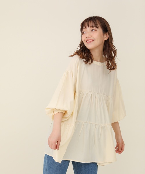 sakishimatokyo（サキシマトーキョー）の「【ZOZO限定】サキシマamp「ワッシャーティアードボリューム袖チュニック/シアーブラウス」（チュニック・レディース・グレー/アイボリー/ホワイト/ブラック・FREE）」の15枚目の写真