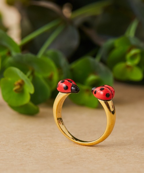 NACH（ナッシュ）の「【NACH(ナッシュ)】てんとう虫・バードリング（リング・レディース・レッド/オレンジ・FREE）」の2枚目の写真