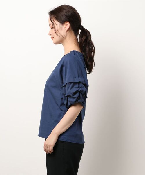 INTERPLANET(インタープラネット)の「コットンホイップスリーブブラウス(シャツ/ブラウス・レディース・オフホワイト/インディゴブルー/モカ・FREE)」の11枚目の写真