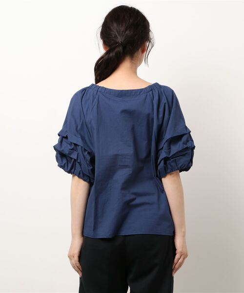 INTERPLANET(インタープラネット)の「コットンホイップスリーブブラウス(シャツ/ブラウス・レディース・オフホワイト/インディゴブルー/モカ・FREE)」の12枚目の写真