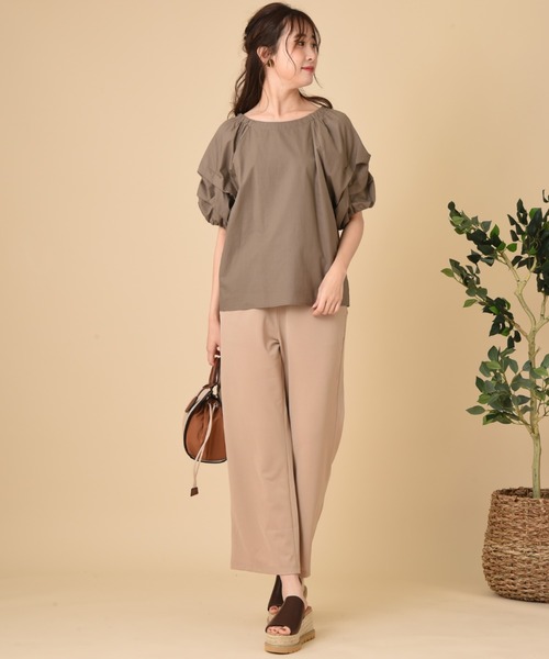 INTERPLANET(インタープラネット)の「コットンホイップスリーブブラウス(シャツ/ブラウス・レディース・オフホワイト/インディゴブルー/モカ・FREE)」の9枚目の写真