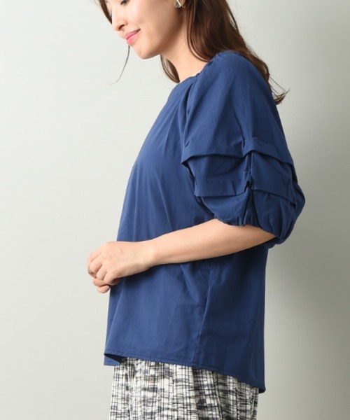 INTERPLANET(インタープラネット)の「コットンホイップスリーブブラウス(シャツ/ブラウス・レディース・オフホワイト/インディゴブルー/モカ・FREE)」の14枚目の写真