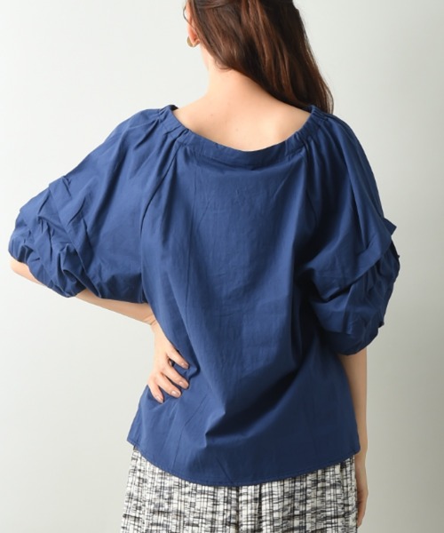 INTERPLANET(インタープラネット)の「コットンホイップスリーブブラウス(シャツ/ブラウス・レディース・オフホワイト/インディゴブルー/モカ・FREE)」の15枚目の写真