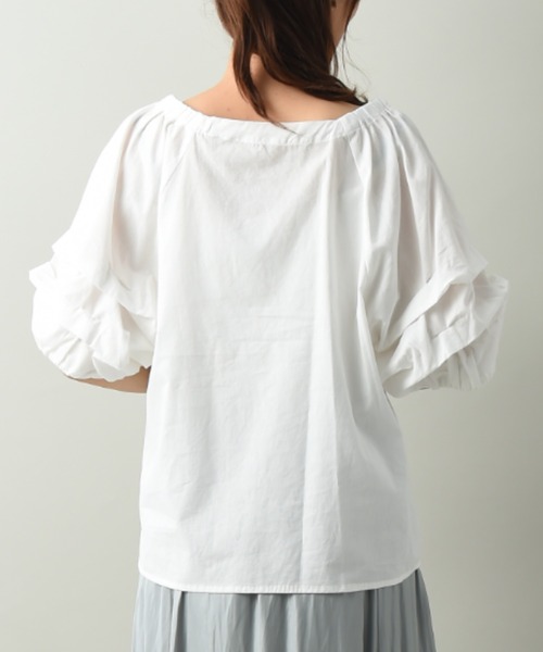 INTERPLANET(インタープラネット)の「コットンホイップスリーブブラウス(シャツ/ブラウス・レディース・オフホワイト/インディゴブルー/モカ・FREE)」の21枚目の写真