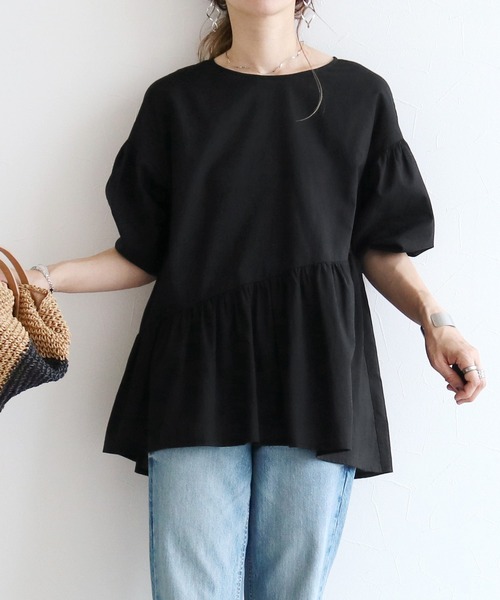 reca（レカ）の「ボリューム袖フレアブラウス（シャツ/ブラウス・レディース・ブラック/ベージュ/オフホワイト/ミント・M）」の3枚目の写真