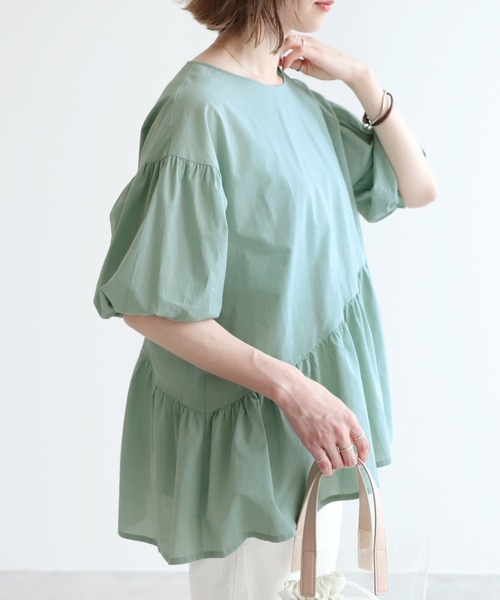 reca（レカ）の「ボリューム袖フレアブラウス（シャツ/ブラウス・レディース・ブラック/ベージュ/オフホワイト/ミント・M）」の19枚目の写真