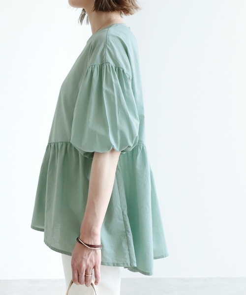 reca（レカ）の「ボリューム袖フレアブラウス（シャツ/ブラウス・レディース・ブラック/ベージュ/オフホワイト/ミント・M）」の20枚目の写真