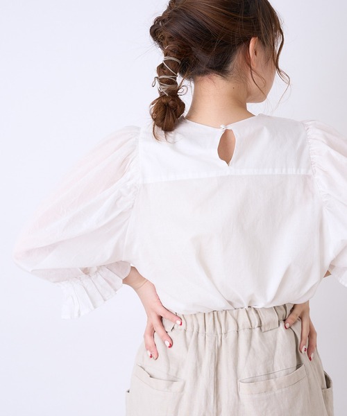 PUAL CE CIN(ピュアルセシン)の「【WEB限定】80ボイル袖フリルブラウス(シャツ/ブラウス・レディース・ベージュ/ブラック/ホワイト・FREE)」の7枚目の写真