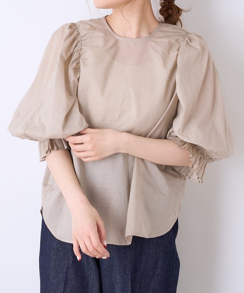 PUAL CE CIN(ピュアルセシン)の「【WEB限定】80ボイル袖フリルブラウス(シャツ/ブラウス・レディース・ベージュ/ブラック/ホワイト・FREE)」の12枚目の写真