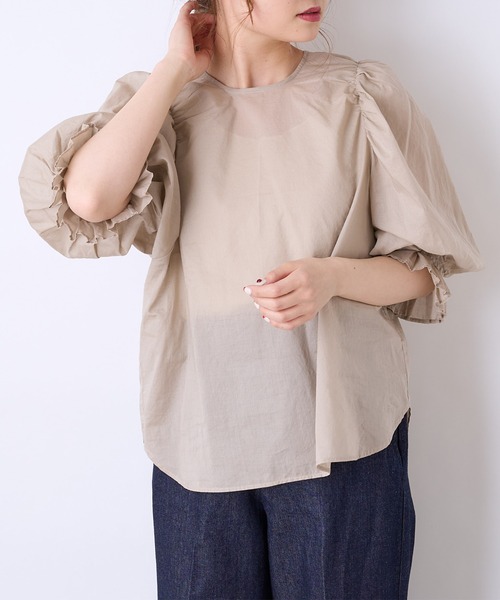 PUAL CE CIN(ピュアルセシン)の「【WEB限定】80ボイル袖フリルブラウス(シャツ/ブラウス・レディース・ベージュ/ブラック/ホワイト・FREE)」の14枚目の写真