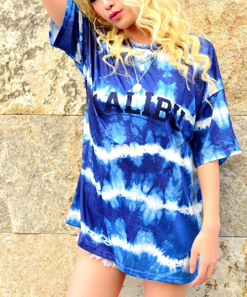 babyShoop（ベイビーシュープ）の「MALIBU タイダイ柄半袖TOPS（Tシャツ/カットソー・レディース・マルチ/ブルー・FREE）」の2枚目の写真